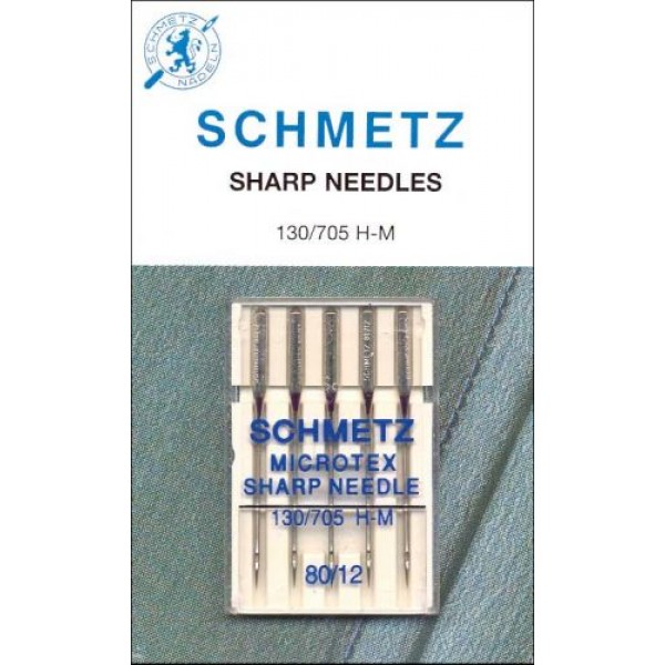 Schmetz Microtex Needle 80/12 Carded 5/Pkg 