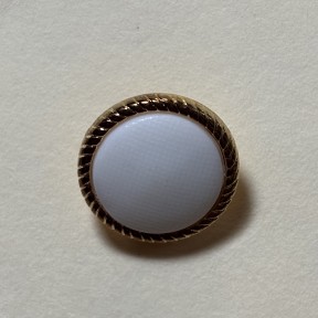 Button B109 Matte White with Gold Rim 24-Ligne 15mm