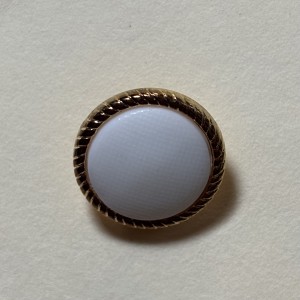 Button B109 Matte White with Gold Rim 24-Ligne 15mm