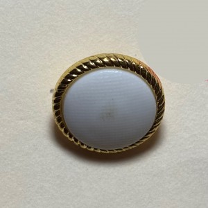 Button B112 Matte White with Gold Rim 24-Ligne 15mm