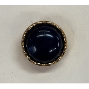 Button B249 Navy Gold Rim Shank 24-Ligne 15mm