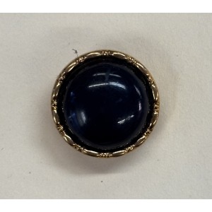 Button B249 Navy Gold Rim Shank 24-Ligne 15mm