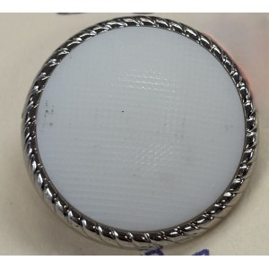 Button B255 White Silver Rim Shank 42-Ligne 27mm