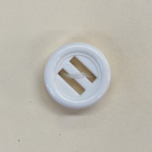 Button B258 White Nylon Slot 22-Ligne 14mm