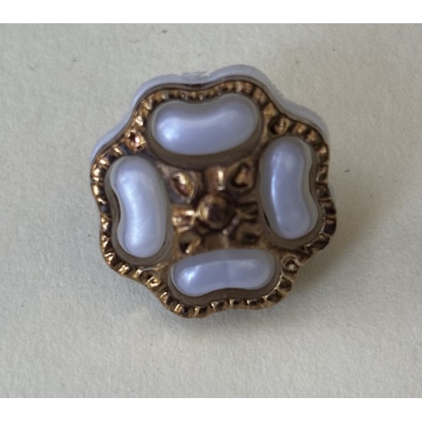 Button B272 Shank White Glitter 24-Ligne 15mm