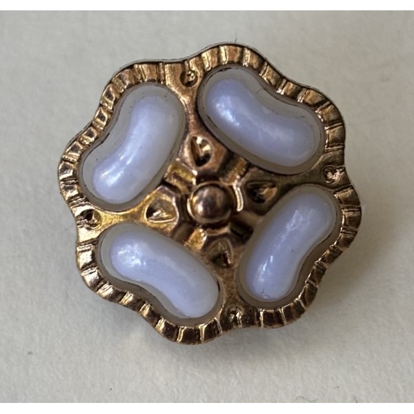 Button B273 Shank White Glitter 27-Ligne 17mm